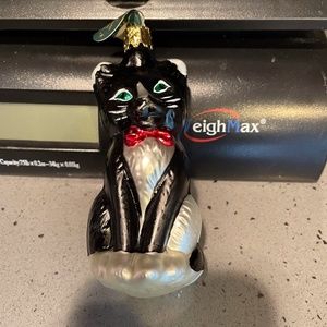 Vintage Christborn blown glass cat ornament